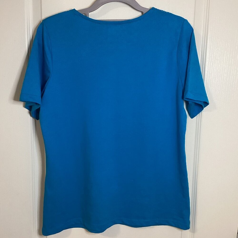 Carroll Reed Women's Blue T-Shirt Top Size S/P Square Neckline Stretchy - Picture 4 of 6